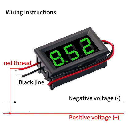 Digital Voltmeter DC 4.5V to 30V Digital Voltmeter Voltage Panel Meter Red/Blue/Green For 6V 12V Electromobile Motorcycle Car