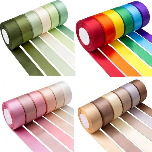 6 Rolls 150yards Assorted Solid Color Silk Ribbon Satin Satin For Wedding Invitation Bouquets Birthday Party DIY Gift Packagi