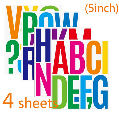 4 Sheets 5 Inch Big Alphabet Letter Numbers Stickers Removable Waterproof Letter Stickers for Car Mailbox Home Shop Office De