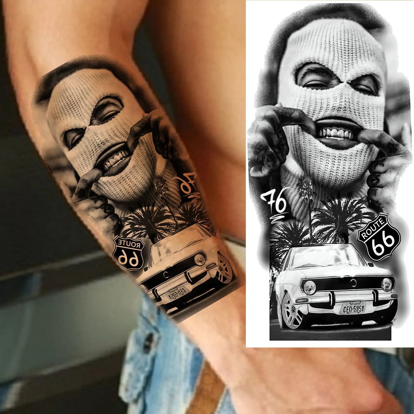 1 Sheet Evil Women Face Joker Mask Temporary Tattoos For Men Women Adults Waterproof Realistic Fake Tattoos Long Lasting Stic