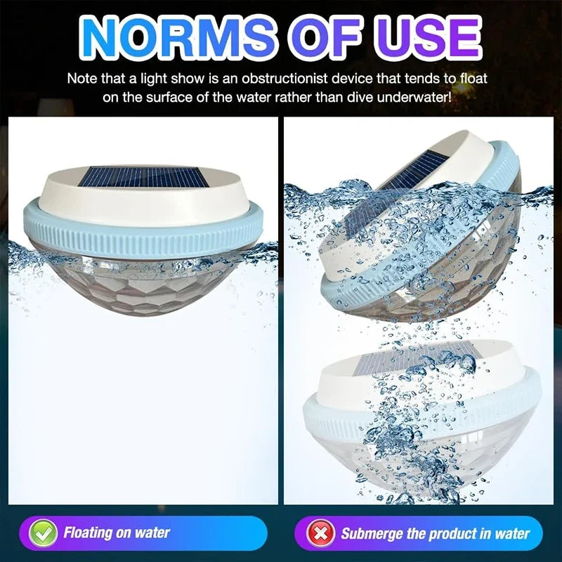 1-2Pack Solar Floating Pool Lighting, RGB Colour Changing Waterproof Pond Lights for Decoration of Swimming Pools, Yard Roads