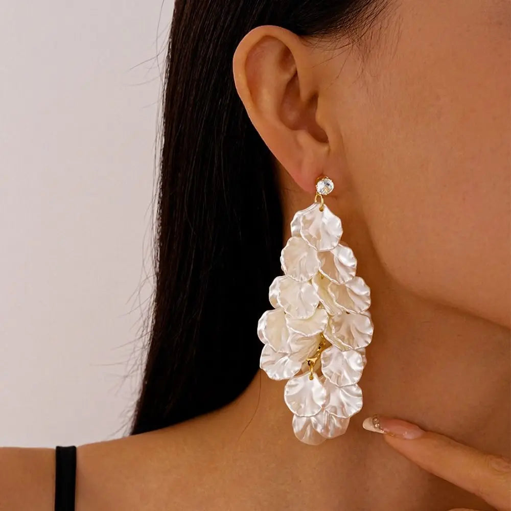 Fashion Exquisite Petals Tassel Earrings Jewelry Exaggerated Drop Earring Ornaments Luxury Vintage Earrings Party