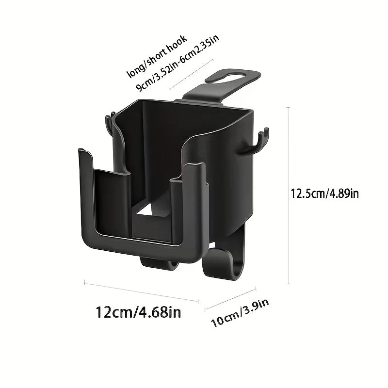 Car Seat Backrest Storage Rack with Cup Holder, Phone Holder, and Hooks, Saving Space, Automotive Parts - black