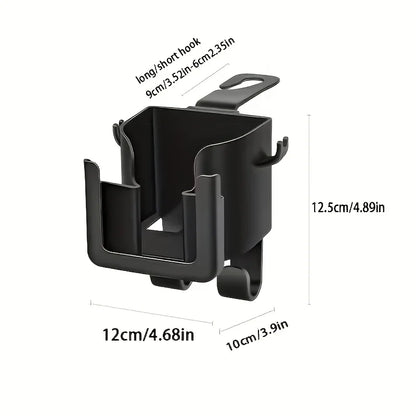 Car Seat Backrest Storage Rack with Cup Holder, Phone Holder, and Hooks, Saving Space, Automotive Parts - black