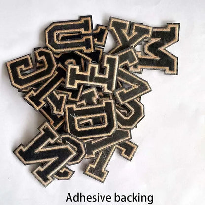 A~Z English Alphabet Letters Badge Patches,Leopard Print Applique Embroidery Iron on Stickers for Clothing,DIY Name Garment