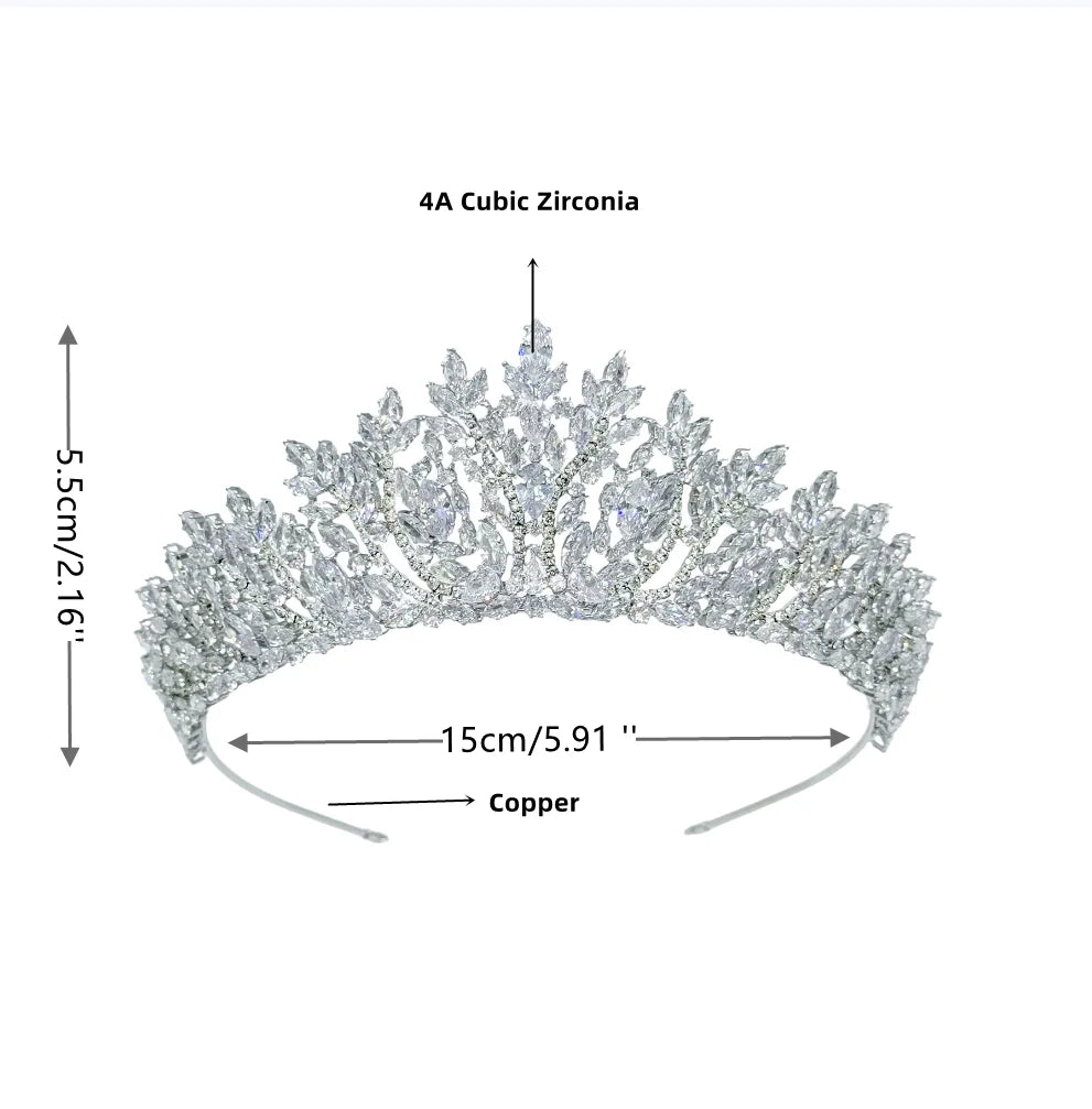 Luxury Bride Crowns For Wedding Headdress Cubic Zirconia CZ Princess Women Crown Tiaras Bridal Headband Prom Jewelry Headpiec