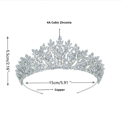 Luxury Bride Crowns For Wedding Headdress Cubic Zirconia CZ Princess Women Crown Tiaras Bridal Headband Prom Jewelry Headpiec
