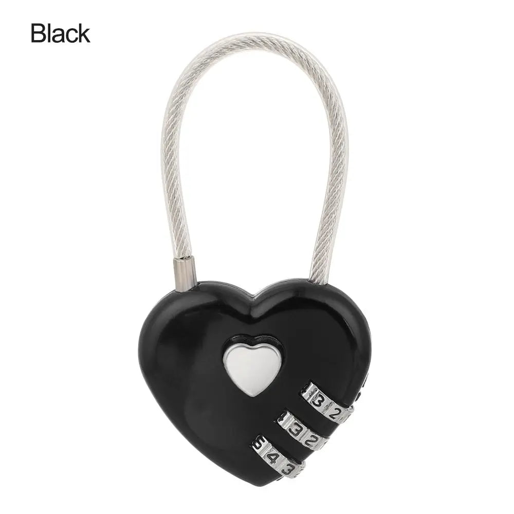 Heart Shaped 3 Digit Password Lock Luggage Travel Suitcase Locker Case Supply Code Drawers Padlock Security Tool Accessories 