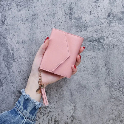 Fashion Short Women Wallets PU Leather Women Luxury Tassels Wallet Hasp Small Wallet Trend Coin Purse Ladies Card Holder Pouc