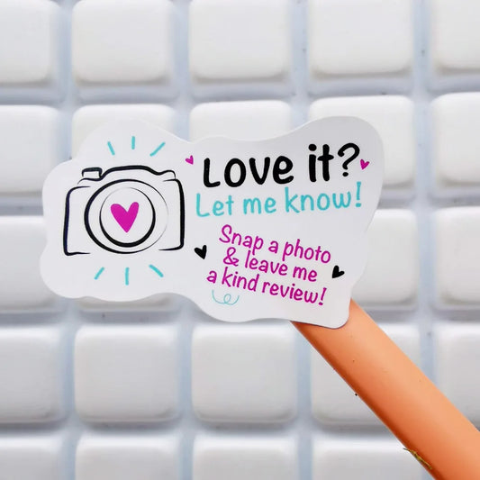 100pcs Love it Let Me Know with Cute Camera Design Stickers 1.6inch Thank You Stickers Bakeries Handmade Small Business Stick
