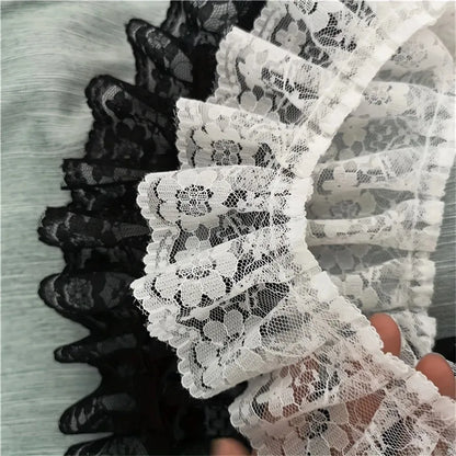 6CM Wide HOT Embroidery White Black 3D Flower Lace FabricTrim Ribbon DIY Sewing Applique Collar Dress Wedding Guipure Decor 1