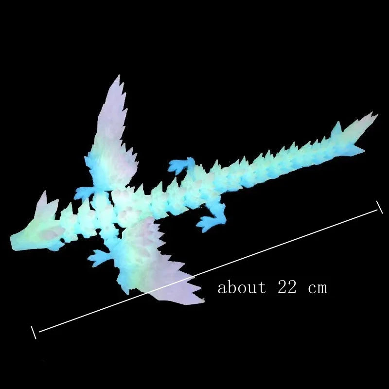 3D Printed Dragon Colorful Gem Dragon Figurines Movable Joint Rotatable Articulated Dragon Crafts Desktop Western Action Figu