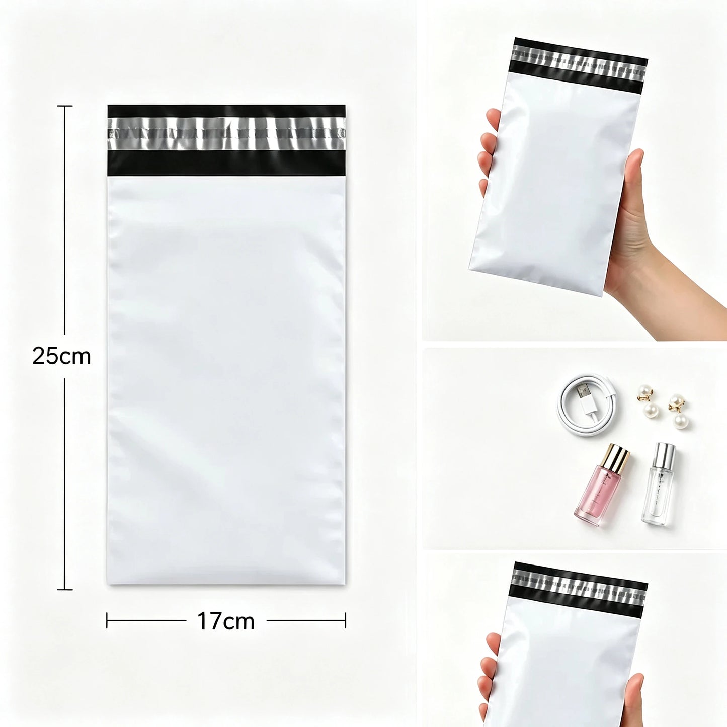 50Pcs White Courier Mailer Bags Packaging Poly Package Plastic Self-Adhesive Mailing Express Bag Envelope Postal Pouch Mailin