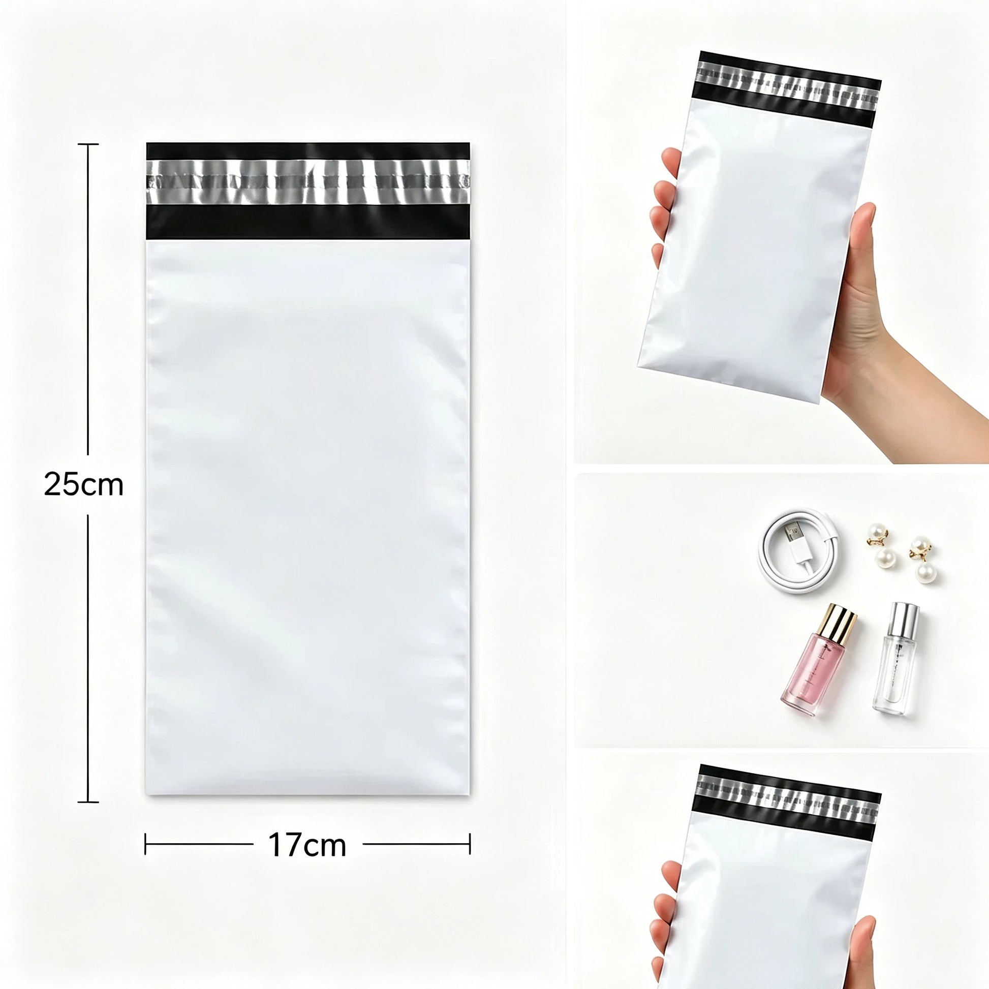 50Pcs White Courier Mailer Bags Packaging Poly Package Plastic Self-Adhesive Mailing Express Bag Envelope Postal Pouch Mailin