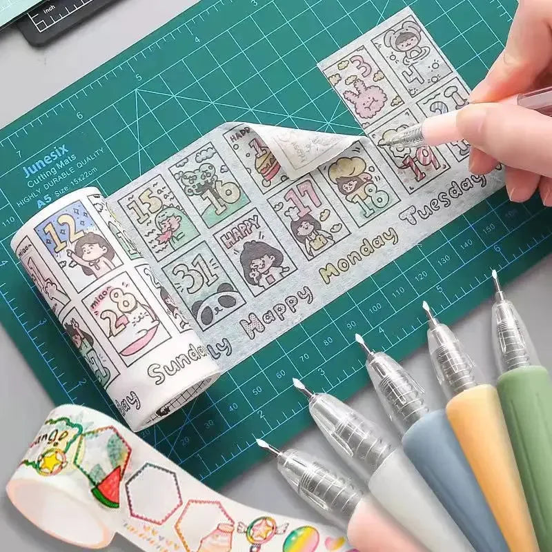 6/1pcs Wrapping Cutting Utility Pen Knife Retractable Press Hand Account Pen Knife Creative Art Paper Cutting Tool for Studen