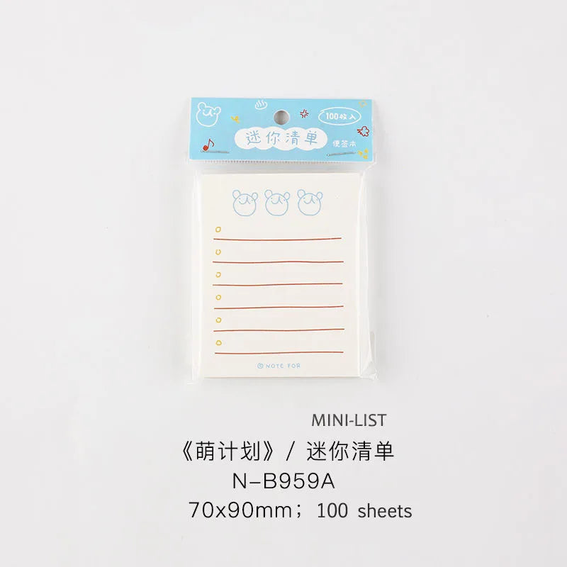 JIANWU 100sheets/50sheets Cute Plan Series Memo Pad Kawaii To Do List Weekly Plan Daily Plan Stationery School Office Supplie