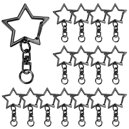 5/15/25/50 Sets Star Shaped Snap Keychain Lobster Claw Clasp with Hanging Buckle Jump Ring for DIY Crafts Jewelry Accessory G