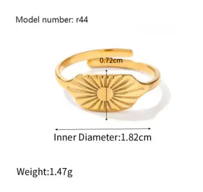 Fashion Simple Stainless Steel Rings For Women Gold Color Smooth Geometric Open Rings Arc Rings Diamonds Jewellery Ring Gift 
