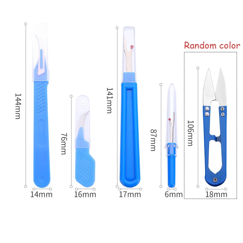 5Pcs Blue Sewing Ripper Kit with Thread Ripper Seam Ripper and Scissors for Removing Stitches - 5pcs blue
