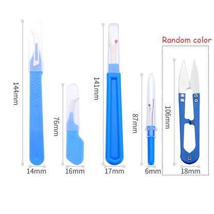5Pcs Blue Sewing Ripper Kit with Thread Ripper Seam Ripper and Scissors for Removing Stitches - 5pcs blue