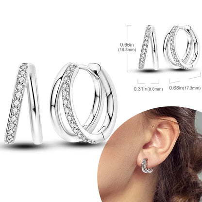 925 Sterling Silver Hoops Earrings Hypoallergenic Hoops Earrings With Zirconia Fashion Jewelry for Women Girls - KTE228