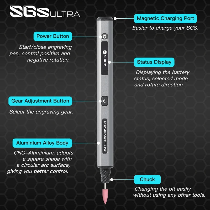 ARROWMAX SGS Engraving Pen Cordless Rotary Tool Kit Electric Mini Grinder with 42 Bits for Crafts Metal Wood Glass Carving