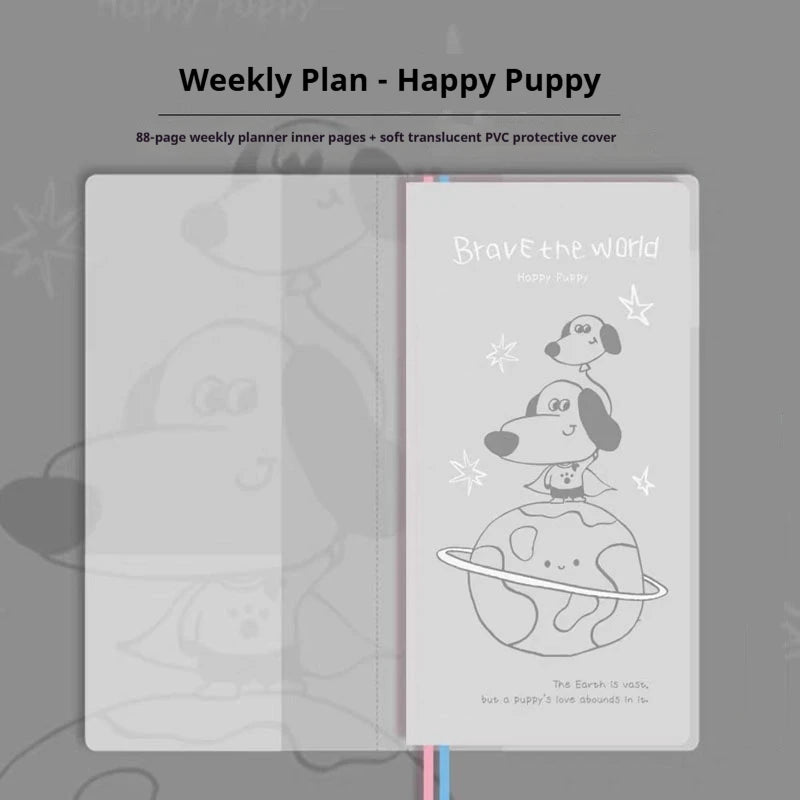 Kinbor Original Undated Weekly Planner, Illustrated Hardcover Journal with Two Pages Per Week, Portable To-Do List Notebook S