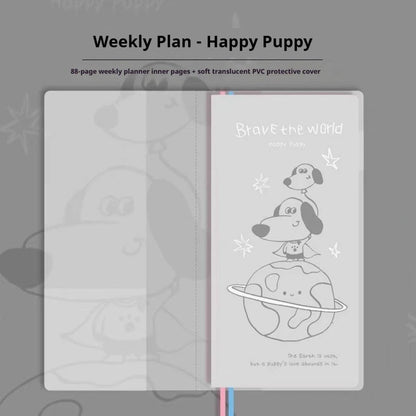 Kinbor Original Undated Weekly Planner, Illustrated Hardcover Journal with Two Pages Per Week, Portable To-Do List Notebook S