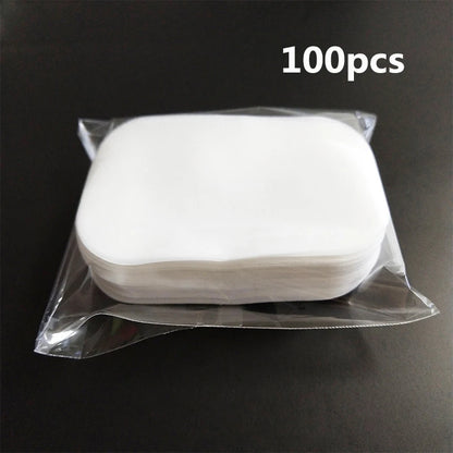 100/200Pcs Portable Bathroom Soap Slices Bath Hand Washing Slice Outdoor Travel Scented Foaming Soap Paper Clean Soap Tablets