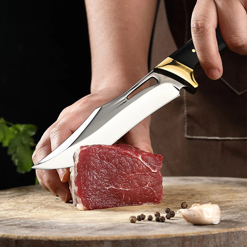Hand Forged Boning Knife Sharp Utility Kitchen Knife for Meat Fish Fruit Vegetable Slicing Trimming Deboning Professional Che