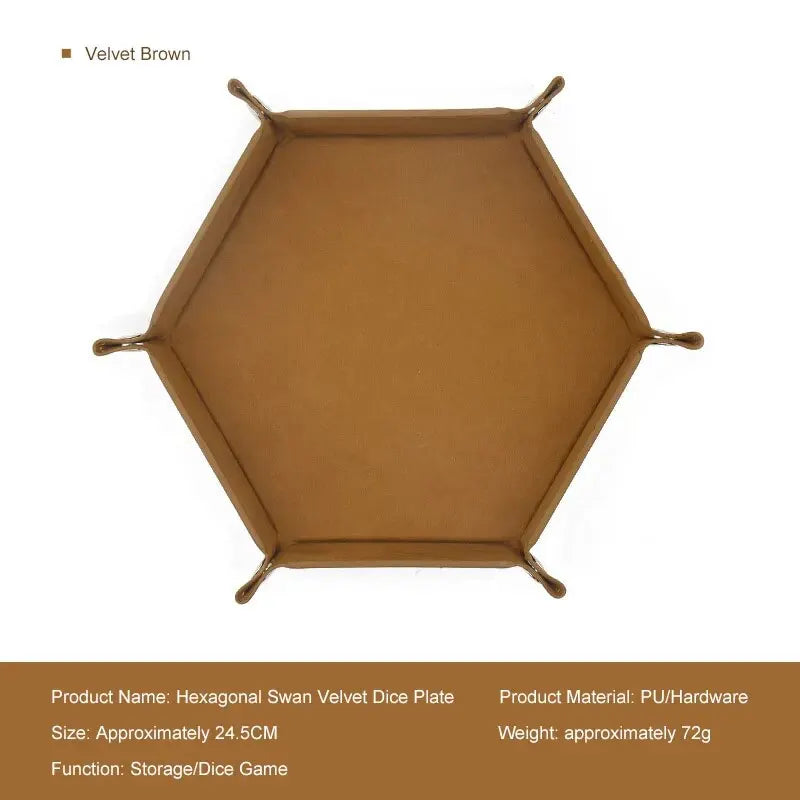 1pc Hexagonal Dice Tray and Miscellaneous Storage Box Board Game Dice Tray Accessories Leather Dice Tower - 1pc coffee color