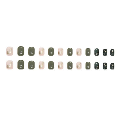 24 pieces of ins-style short press-on nails (square shape), paired with 1 piece of jelly glue and 1 nail file