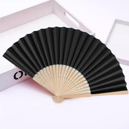 Hand Held Fan Paper Folding Fan Party Decorative New Fashionable Simple Decorative Blank Folding Fans Candy Colored Can DIY