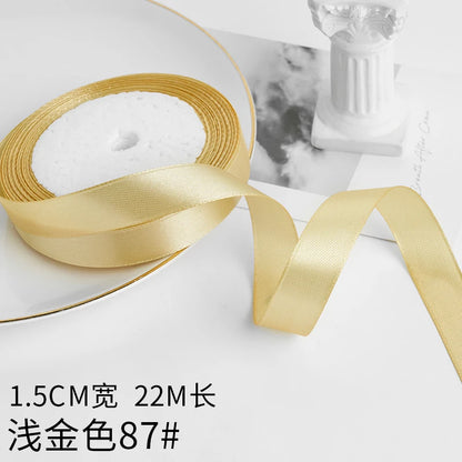 Wusmart 22Meters/Roll 1.5cm Single Face Satin Ribbon DIY Handmade Crafts Fabric Christmas Wedding Decoration Silk Ribbons - L