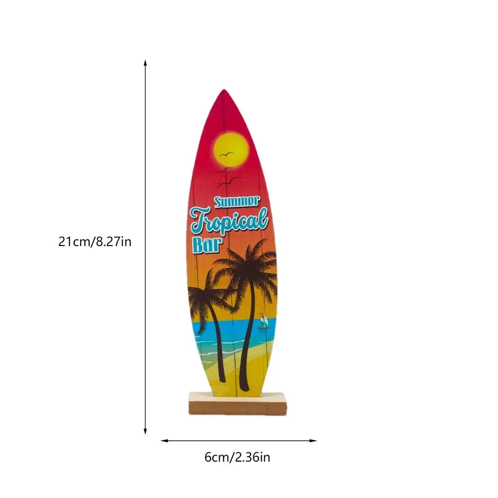 Surfboard Ornaments Sea Surfboard Summer Beach Ocean Theme Decorative Board Desktop Ornaments Wooden Crafts Holiday Decor - D