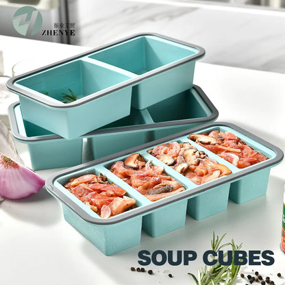 New Freeze Preservation Mold Giant Large Silicone Ice Cube Tray Mold with Lid Food Storage Container Baking Mold Kitchen Tool