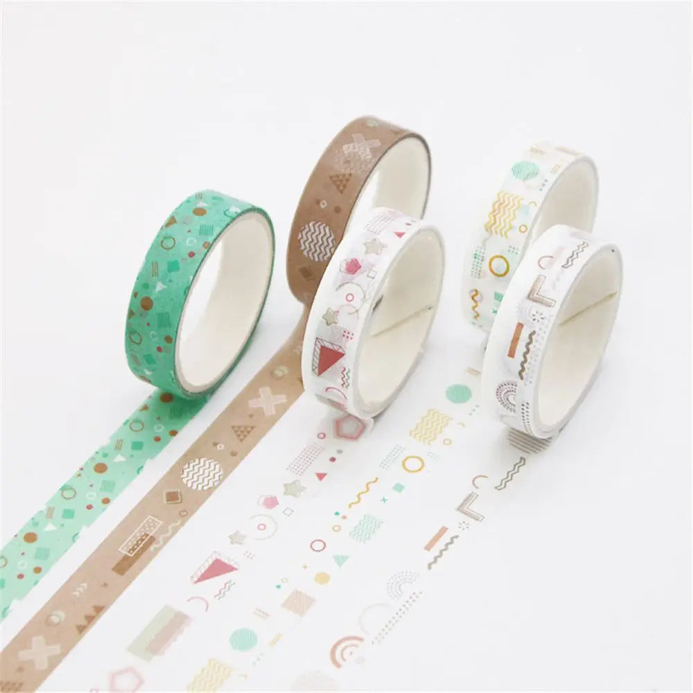 5PCS New Multicolor Washi Tape Masking Tape Cute Scrapbooking DIY Craft Decor Adhesive Tape School Stationery Home Supplies