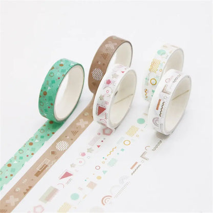 5PCS New Multicolor Washi Tape Masking Tape Cute Scrapbooking DIY Craft Decor Adhesive Tape School Stationery Home Supplies