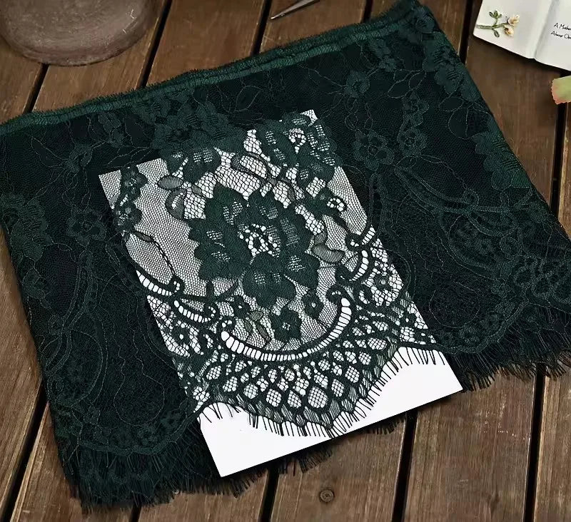 26cm Wide Eyelashes Lace Trim DIY Handmade Decoration Clothing Wedding Dress Lace Skirt Sleeve Accessories Fabric - dark gree