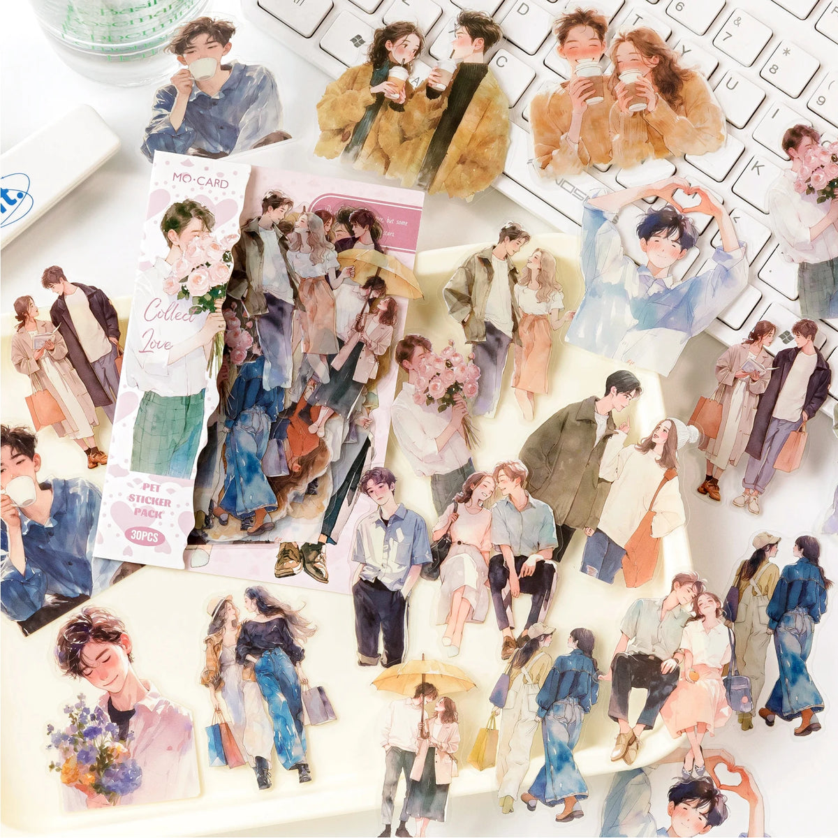 30pcs/lot Cute Happy Life Character Journaling Sticker PET Material DIY Scrapbooking Planner Diary Decor Labels