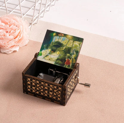 2025 HOT NEW GOOD toy Wooden painted music box, Totoro music gift, ornament, light luxury wooden hand cranked music box