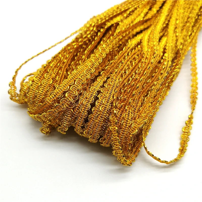 Lace Ribbon, 5 Yards Gold Silver Wave Lace Ribbon, Handmade Costume Trim, Wedding Party Accessories, Stage Performance Décor