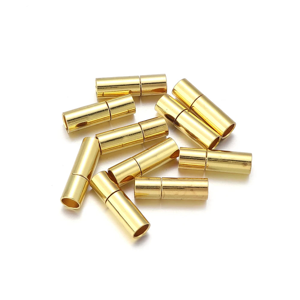 10pcs Leather Cord Ends Caps for Jewelry Making 2 3 4 5 6 7 8mm End Clasps Fasteners DIY Bracelet Necklace Finding - Gold / 2