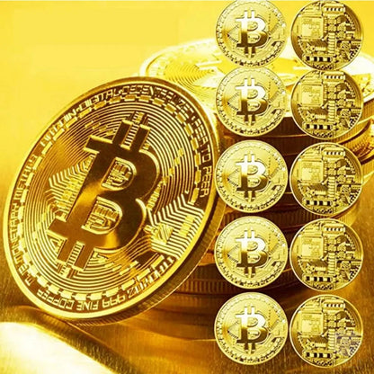 Gold Plated Bitcoin Coin Collectible Art Collection Gift Physical Commemorative Casascius Metal Antique Imitation Happy Birth