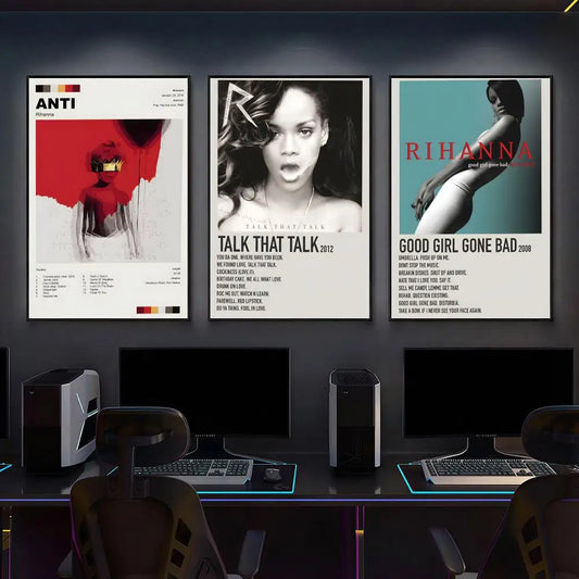 R-Rihannas Hot Singer Music Poster Versatile HD Waterproof Wall Art Self-Adhesive Decor for Any Space Ideal Gift