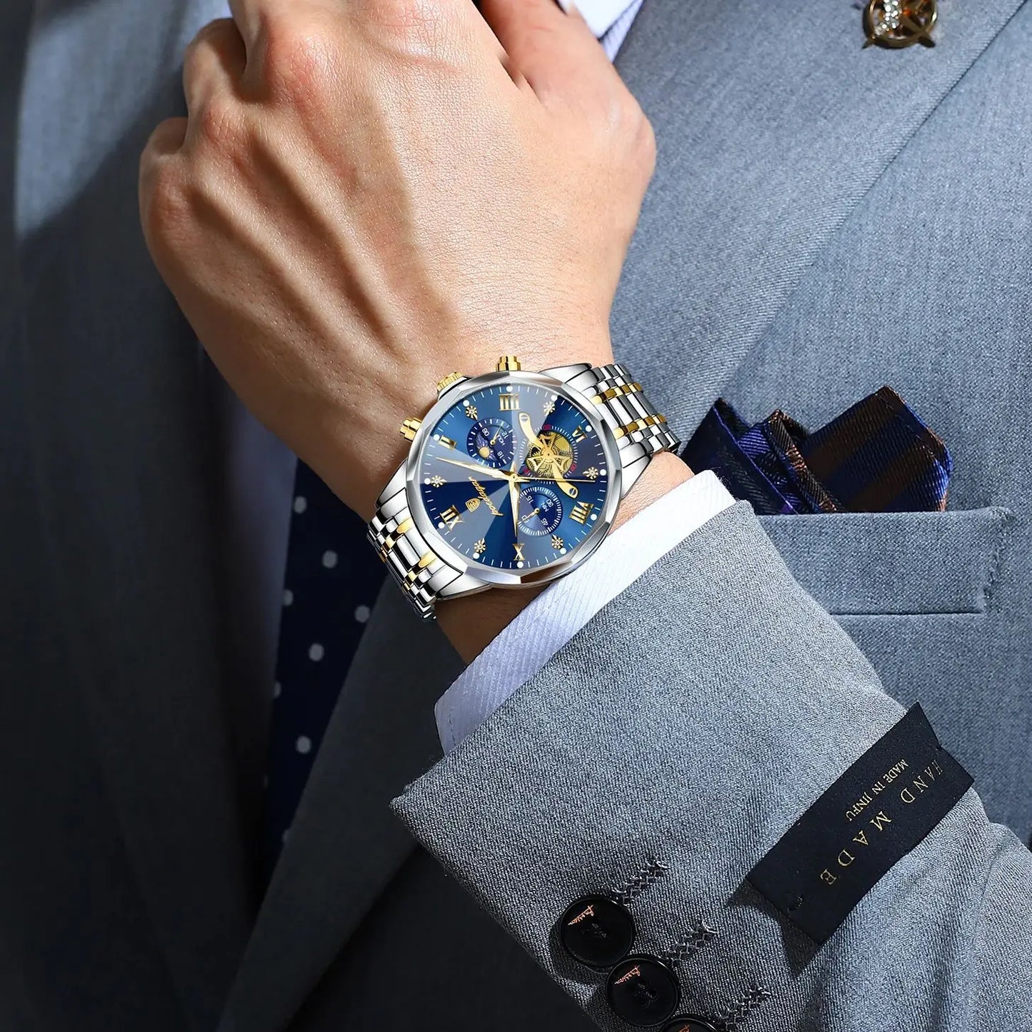 POEDAGAR Luxury Men Watch Top Original Waterproof Luminous Chronograph Man Wristwatch Stainless Steel Quartz Men's Watches Re