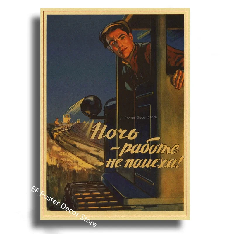 Vintage Stalin USSR CCCP Poster Poster Aesthetic Prints and Posters Wall Art Retro Painting Home Room Cafe Club Dorm Wall Dec