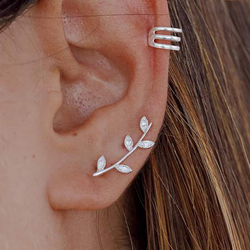 2021 gold-plated Ear Jackets Climbers Clip Earrings For Women CZ Zircon Stud Earring Earcuffs Men Jewelry