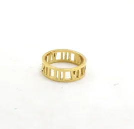 Stainless Steel Ring for Women Inlaid Zircon Rings Waterproof Romantic Fashion Jewelry - A55 Gold / 8