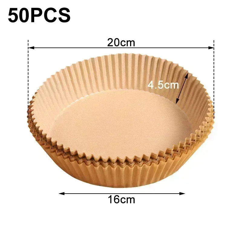 1/100PCS Air Fryer Disposable Paper Square Round Baking Paper Barbecue Plate NonStick Mat Kitchen Oven Oil Absorbing Paper To